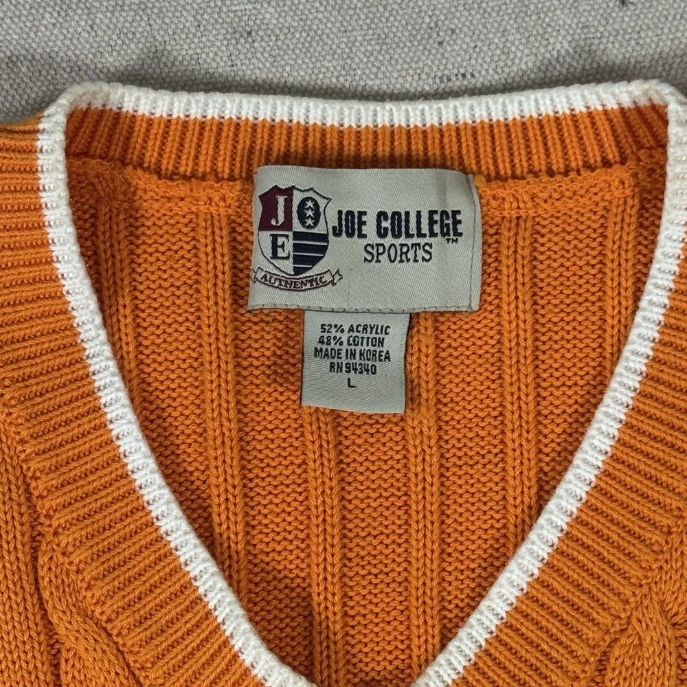 VTG‎ Joe College Sports Tennessee Volunteers Cable Knit Sweater Vest Mens Large